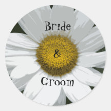 Single White Daisy Wedding Envelope Seals Round Sticker