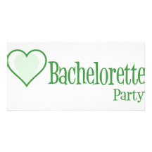SingleHeart-BacheloretteParty-Grn Personalized Photo Card