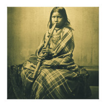 Sioux Musician Girl (Antiqued) Canvas Prints