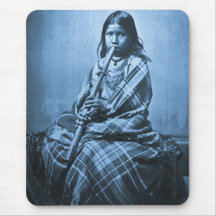 Sioux Musician Girl Cyan Mouse Pads