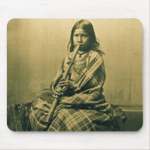 Sioux Musician Girl Sepia Mouse Pad