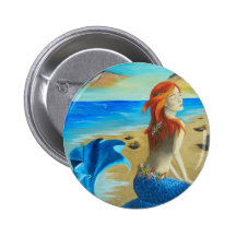 Siren - mermaid pinback button