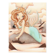 Siren's Rock - Mermaid fairy post card