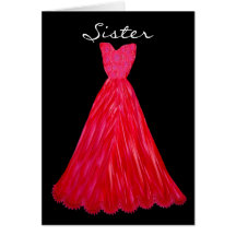 SISTER Be My  Bridesmaid RED Dress Card