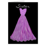 SISTER - Maid of Honour PURPLE WATERFALL Dress Greeting Cards