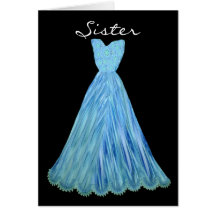 SISTER - Maid of Honour TURQUOISE BLUE Dress Card
