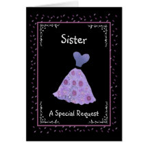 SISTER - Matron of Honour - Purple Flowered Dress Greeting Card