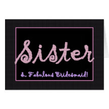 SISTER Thank You Bridesmaid - Plaid Lettering Card