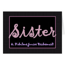 SISTER Thank You Junior Bridesmaid - Plaid Letters Cards
