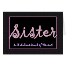SISTER Thank You Maid of Honour - Plaid Lettering Greeting Card