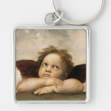 Sistine Madonna Detail, Raphael Keychains