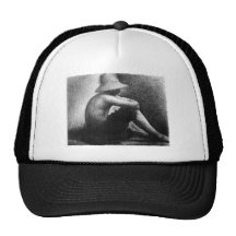 Sitting boy in straw hat by Georges Seurat