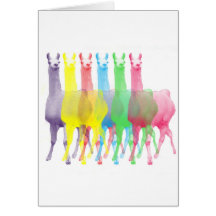 six lamas in six llama colours card