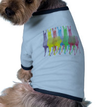 six lamas in six llama colours dog t-shirt