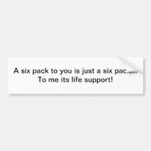 Six pack bumper sticker