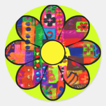 Sixties Flower Power Round Stickers