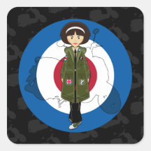 Sixties Mod Girl in Parka with Scooter Sticker