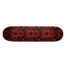 Skateboard Black And Red Floral