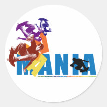 Skateboard Mania Round Sticker
