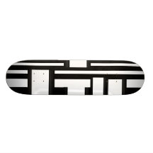 Skateboard Modern Black White Stripe