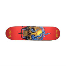 Skateboard - Old Skool Tattoo Skull with Flames