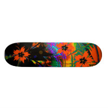 Skateboard OrangeTropical Flowers