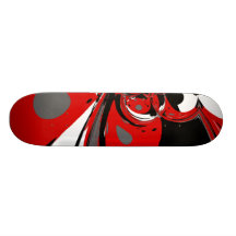 Skateboard Red Black White Abstract