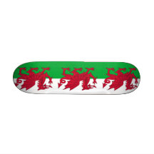 Skateboard with flag of Wales