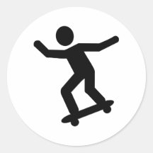 Skateboarder icon round sticker