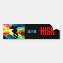 Skateboarder in Criss Cross Lightning Bumper Stickers