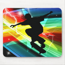 Skateboarder in Criss Cross Lightning Mouse Mats