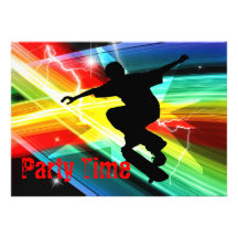 Skateboarder in Criss Cross Lightning Party Custom Announcement
