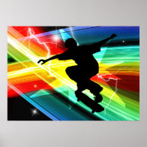 Skateboarder in Criss Cross Lightning Posters