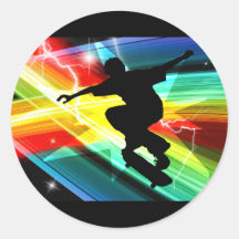 Skateboarder in Criss Cross Lightning Round Sticker
