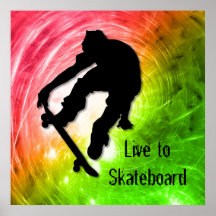 Skateboarding in a Psychedelic Cyclone Posters