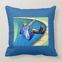 Skateboarding in the Bowl Throw Pillows