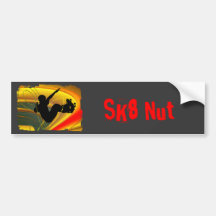 Skateboarding Silhouette in the Bowl Bumper Stickers