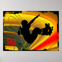 Skateboarding Silhouette in the Bowl Poster