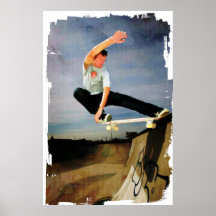 Skateboarding the Wall Print