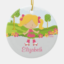 Skating Roller Skater Girl  Christmas Ornament
