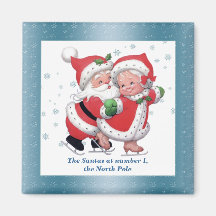 Skating Snowman and Snowwoman Magnet