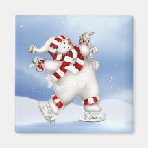Skating Snowman Magnet