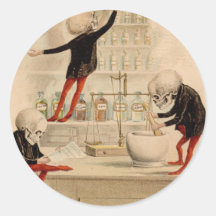 Skeletal Pharmacy Round Stickers