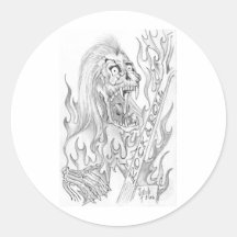 Skeletal Rock & Roll Round Sticker