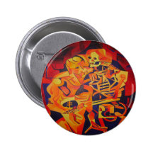 Skeleton Couple At Halloween Buttons