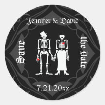 Skeleton Couple Save the Date Sticker Labels