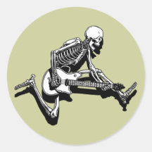 Skeleton Guitarist Jump Round Sticker