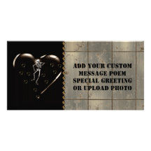 Skeleton Love Hearts Custom Photo Card