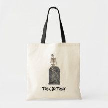 Skeleton Tombstone Halloween Funny Tote Bag