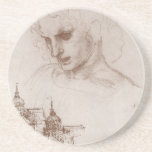 Sketch of an Apostle's Head by Leonardo da Vinci Drink Coasters